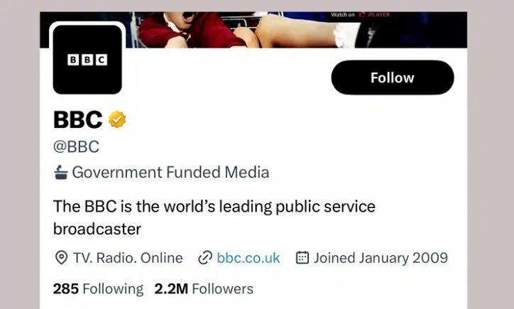 BBC nu este de acord cu faptul că Twitter a etichetat rețeaua ca „media finanțată de guvern”: „A fost întotdeauna independentă”