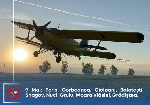 9 mai 2023 – acțiune de dezinsecție avio în cadrul campaniei ,,Ilfov fără țânțari” (P)