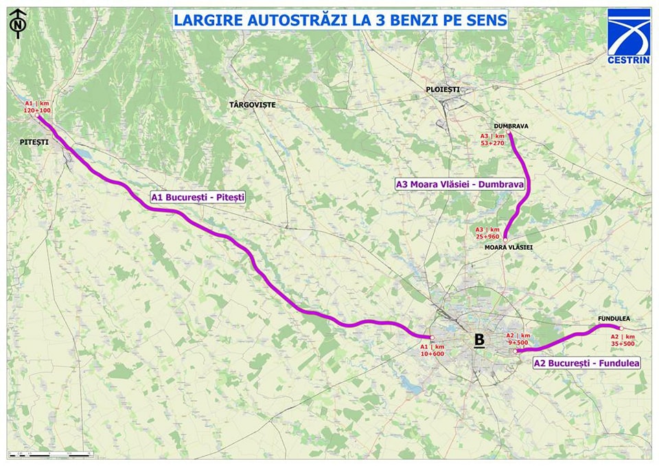 CNAIR a primit două oferte pentru proiectarea lărgirii la trei benzi pe sens a unor sectoare din A1, A2 și A3. Din ce țări provin companiile