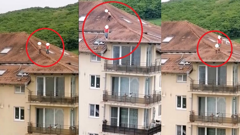 Inconștiență la nivel înalt! Doi copii, surprinși în timp ce se jucau pe ACOPERIȘUL unui bloc din Florești. O femeie a sunat la 112