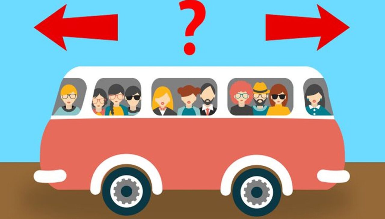 Test IQ exclusiv pentru genii | În ce direcție circulă autobuzul din imagine?