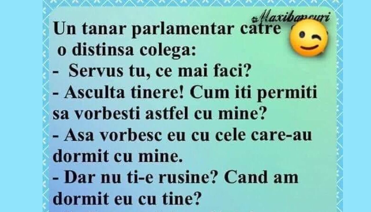 Bancul de vineri | Tânărul parlamentar și distinsa colegă