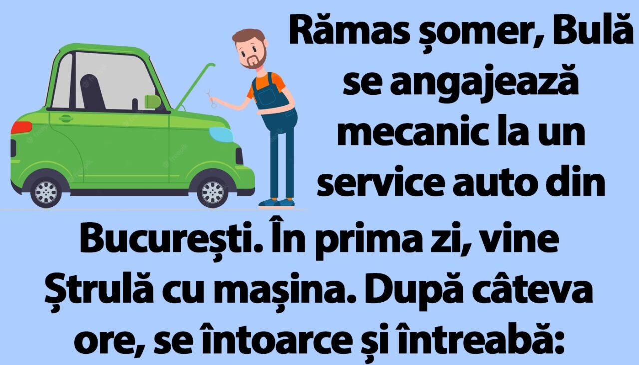 BANCUL ZILEI | Bulă se angajează mecanic la un service auto din București