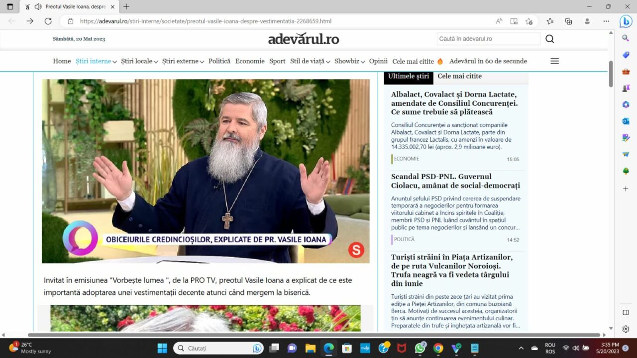 VIDEO | Preotul Vasile Ioana, despre ȚINUTA femeilor în biserică: „Dacă apare ceva ce te atrage și te fură, nu e în regulă”