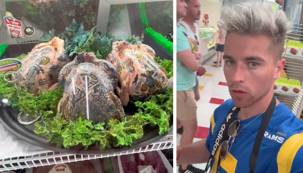 Singurul supermarket care vinde „pui tatuați”. Cum a reacționat acest client după ce a văzut