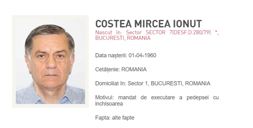 Fostul preşedinte Eximbank, Ionuţ Costea, dat în urmărire după ce a fost condamnat definitiv în dosarul reabilitării căii ferate Bucureşti – Constanţa