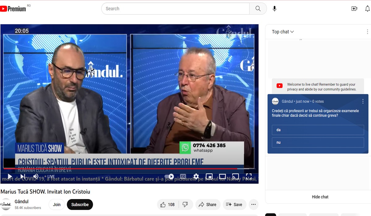 POLL Marius Tucă Show: „Credeți că profesorii ar trebui să organizeze examenele finale, chiar dacă decid să continue greva?”