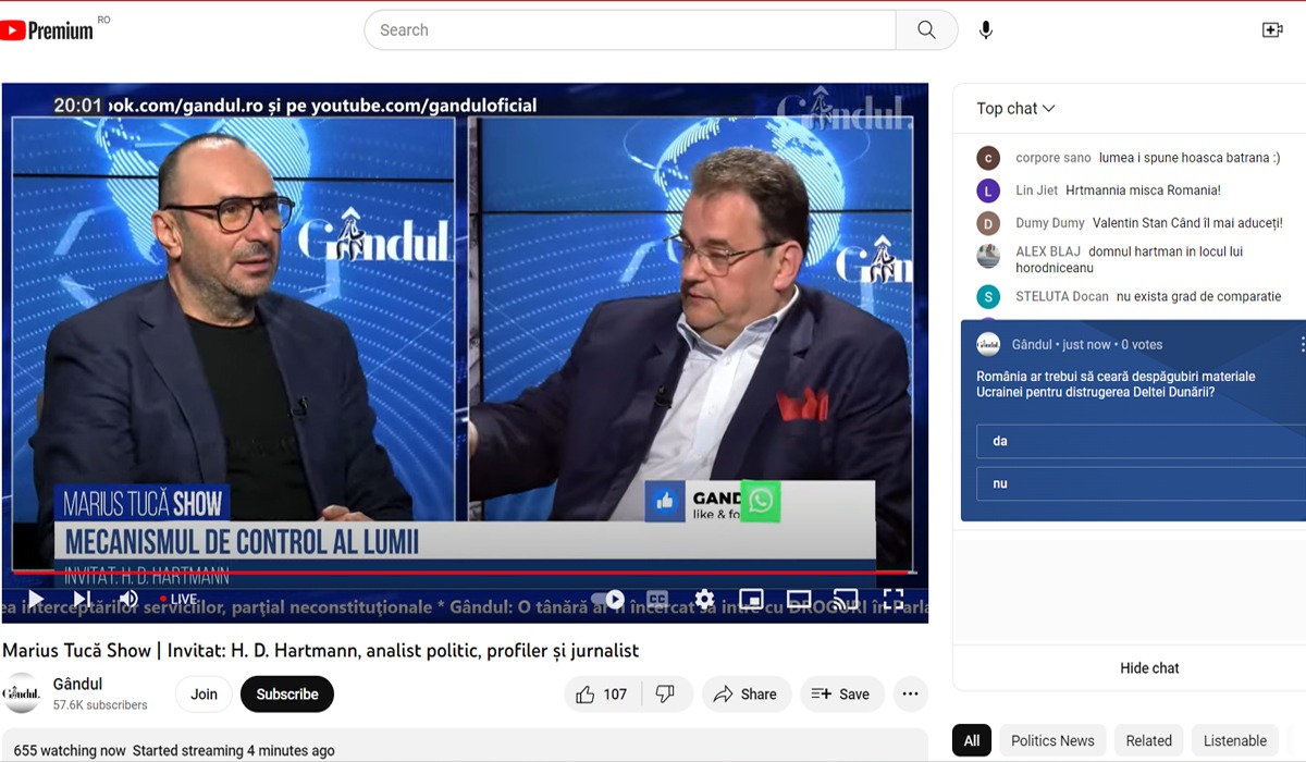 POLL Marius Tucă Show: „România ar trebui să ceară despăgubiri materiale Ucrainei pentru distrugerea Deltei Dunării?”