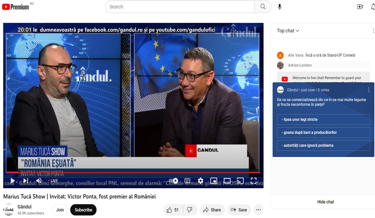 POLL Marius Tucă Show: „De ce se vând din ce în ce mai multe legume și fructe neconforme în piețe?”
