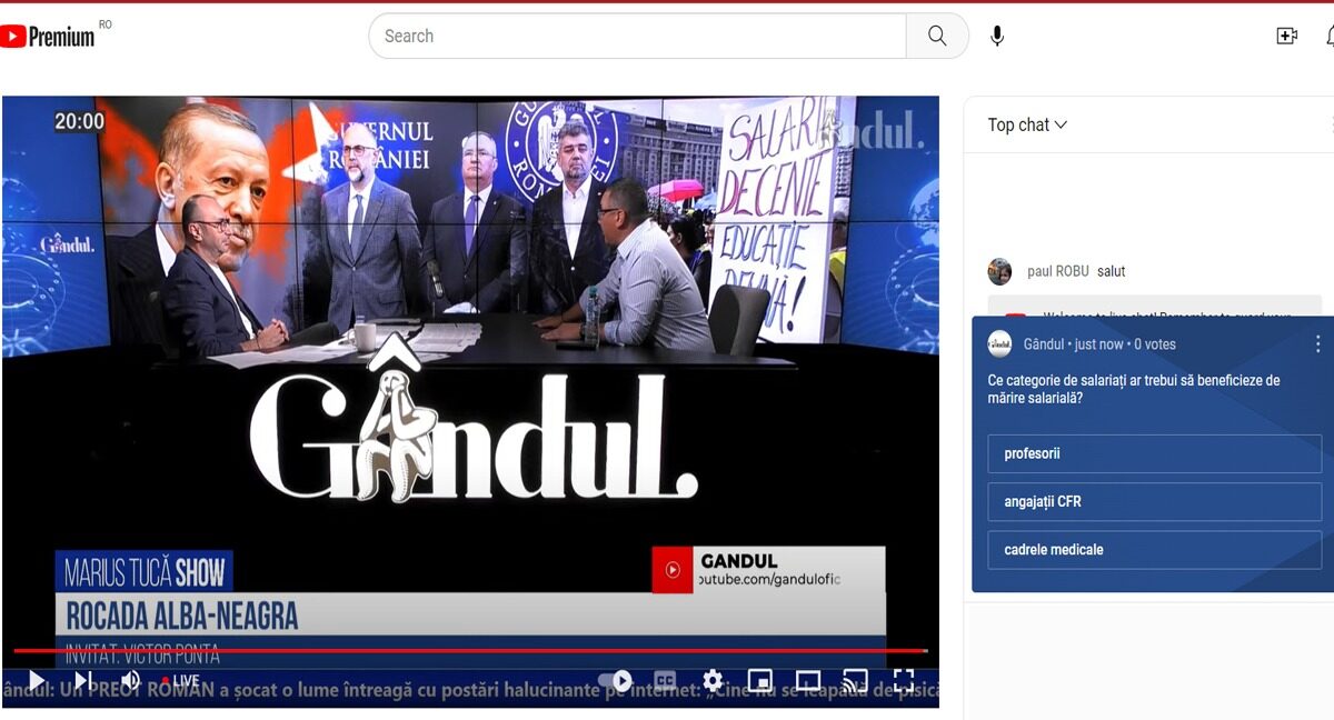 POLL Marius Tucă Show: „Ce categorie de salariați ar trebui să beneficieze de mărire salarială?”. Au existat trei variante de răspuns