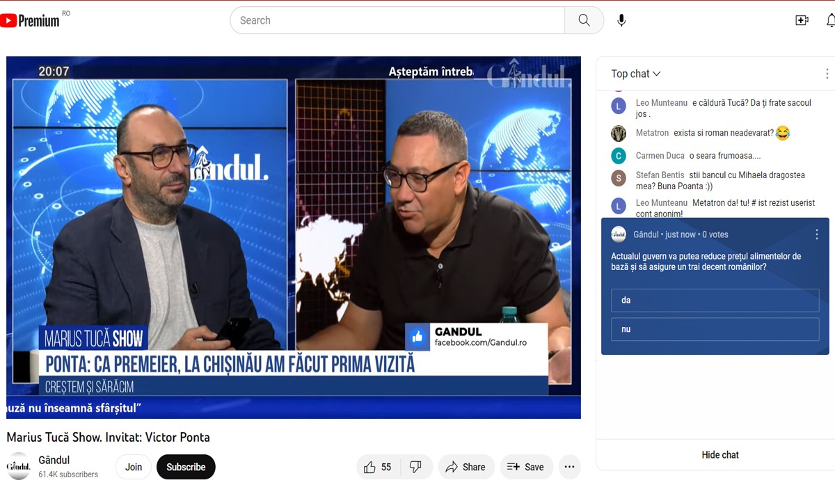 POLL Marius Tucă Show: „Actualul guvern va putea reduce prețul alimentelor de bază și să asigure un trai decent românilor”