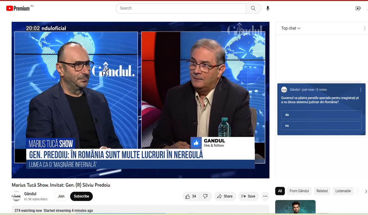 POLL Marius Tucă Show: „Guvernul va păstra pensiile speciale pentru magistrați pentru a nu bloca sistemul judiciar din România?”