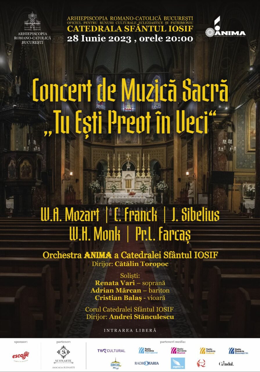 Concert de muzică sacră „TU EȘTI PREOT ÎN VECI” la Catedrala Sfântul Iosif. Când va avea loc evenimentul