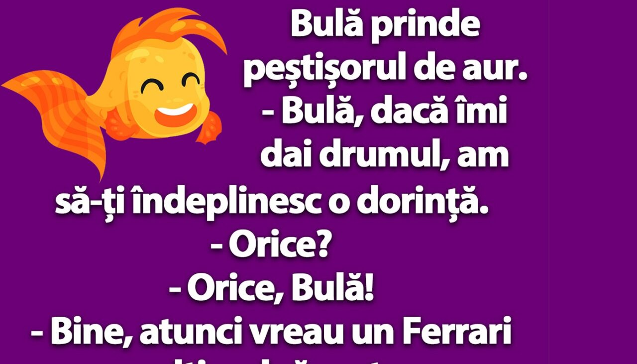 BANC | Bulă prinde peștișorul de aur: „Dacă-mi dai drumul…”