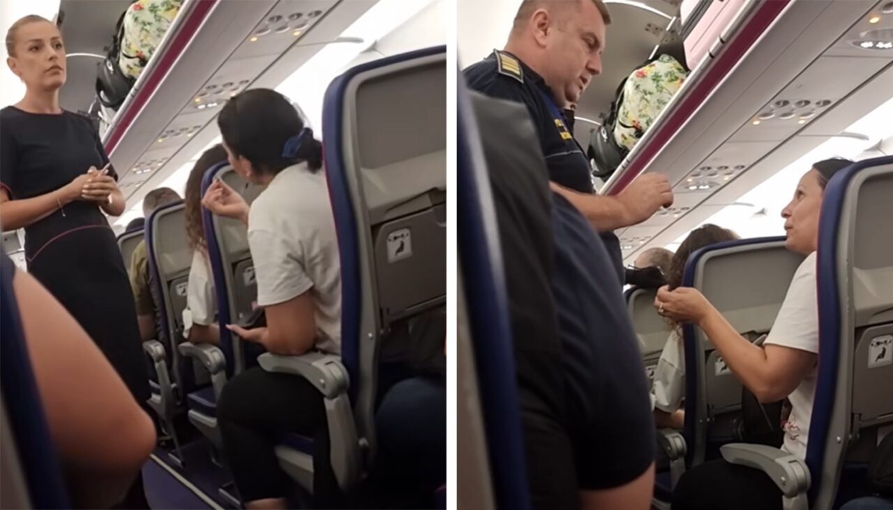 VIDEO Motivul pentru care românca din imagine a fost dată afară de către stewardesă, dintr-un avion WizzAir