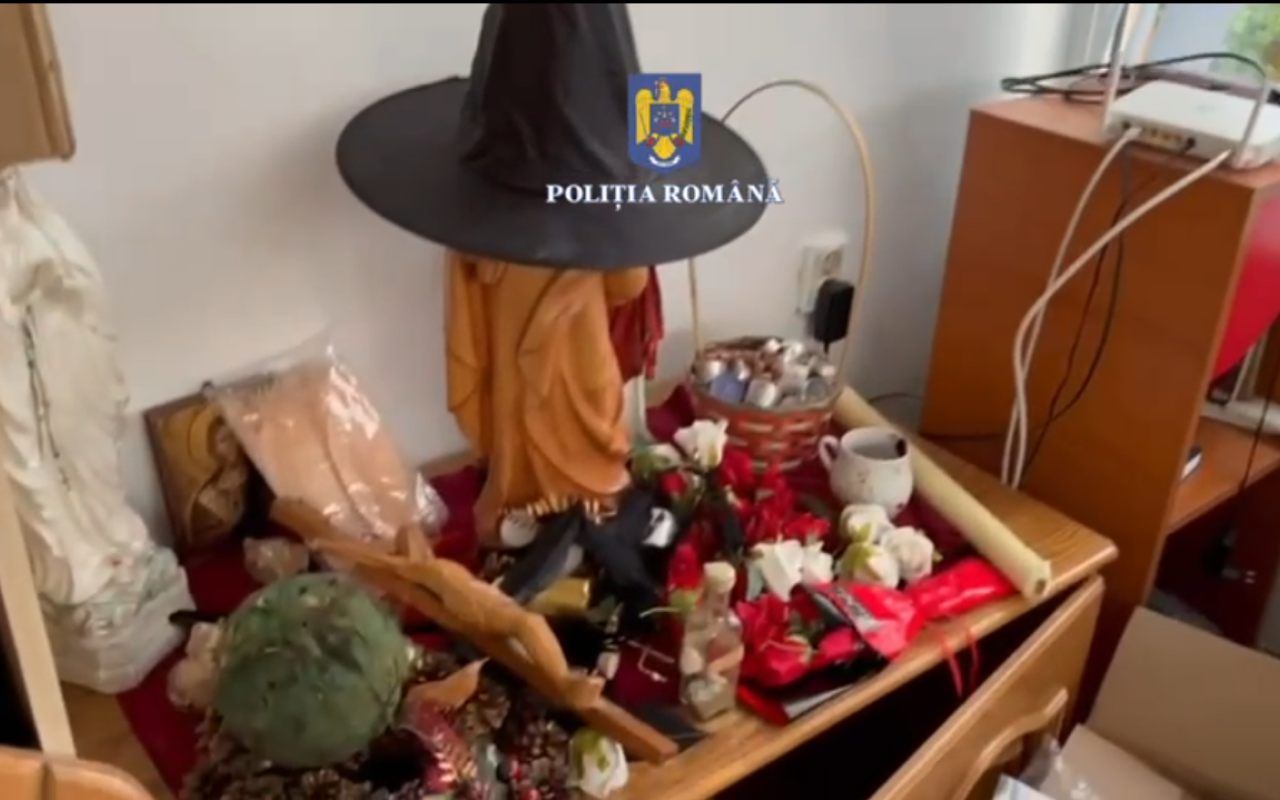 VIDEO Polițiștii Capitalei au descins la domiciliul unor persoane suspectate de înșelăciune prin ritualuri de vrăjitorie. Escrocii cereau sume imense