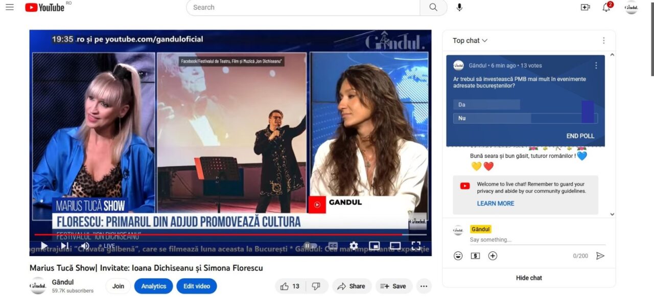 POLL Marius Tucă Show: „Ar trebui să investească Primăria Capitalei mai mult în evenimentele pentru bucureșteni?”