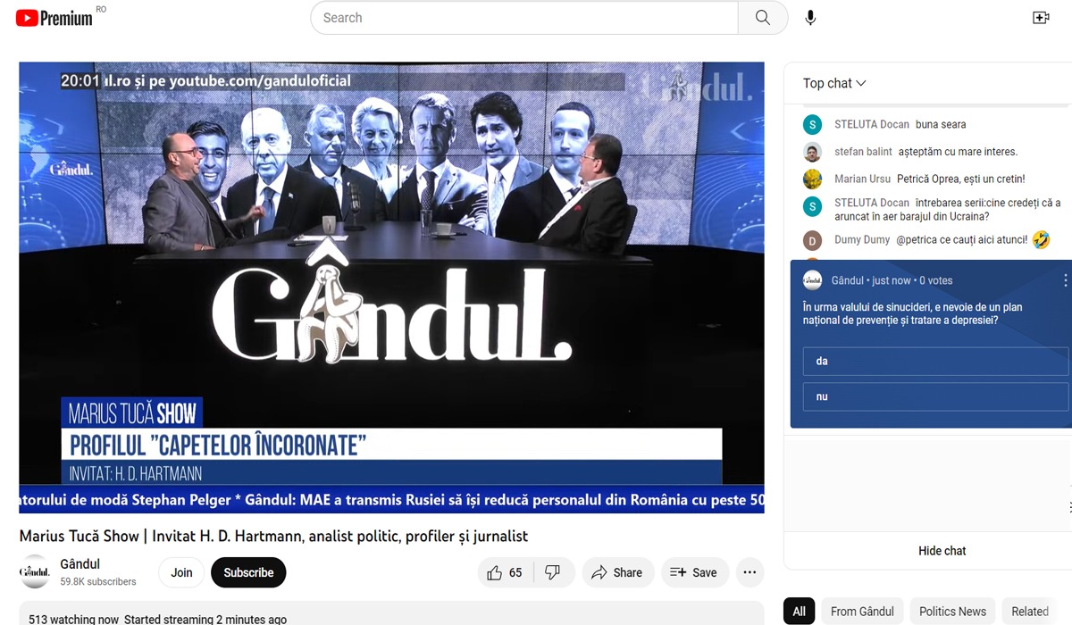 POLL Marius Tucă Show: „În urma valului de sinucideri, este nevoie de un plan național de prevenție și tratare a depresiei?”