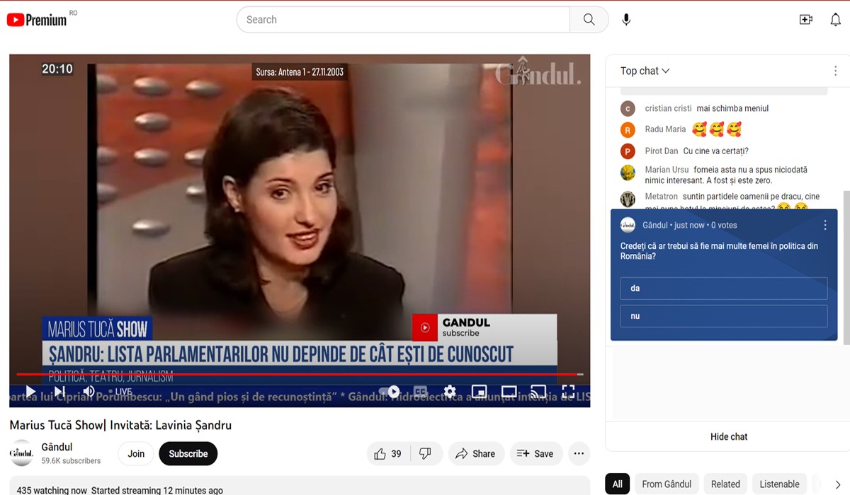 POLL Marius Tucă Show: Credeți că ar trebui să fie mai multe femei în politica din România?”