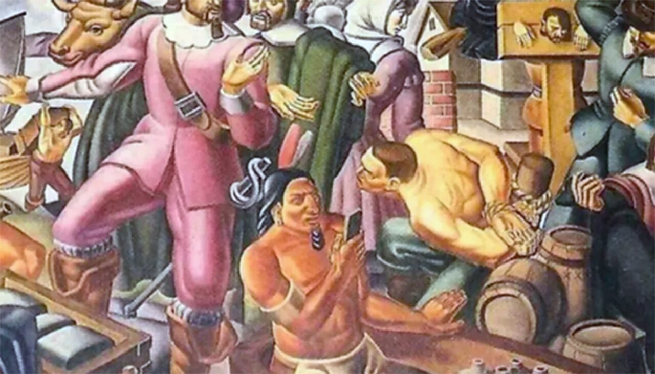 Detaliul BULVERSANT din acest tablou din anul 1937. Ce ține în mână bărbatul din imagine