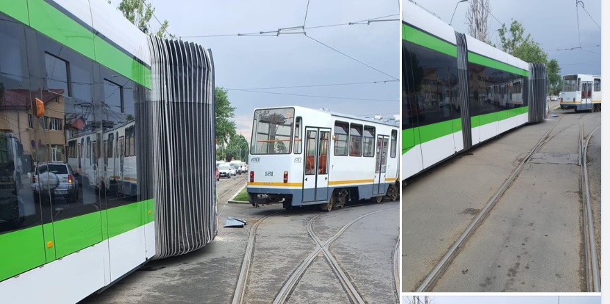 EXCLUSIV VIDEO | Momentul în care un Imperio deraiază și se lovește de un alt tramvai care circulă din sens opus