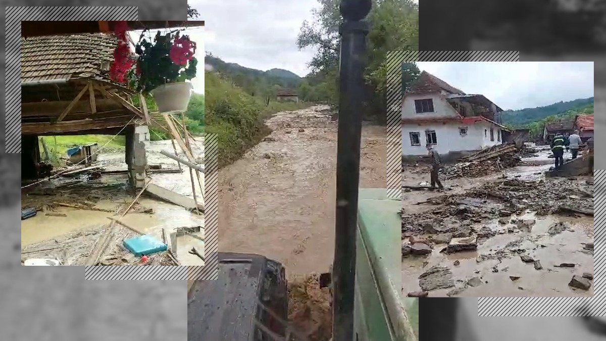 VIDEO: Vremea a făcut PRĂPĂD în Arad. Patru oameni s-au adăpostit în podul unei case, după ce o viitură s-a produs în localitatea Buceava-Șoimuș