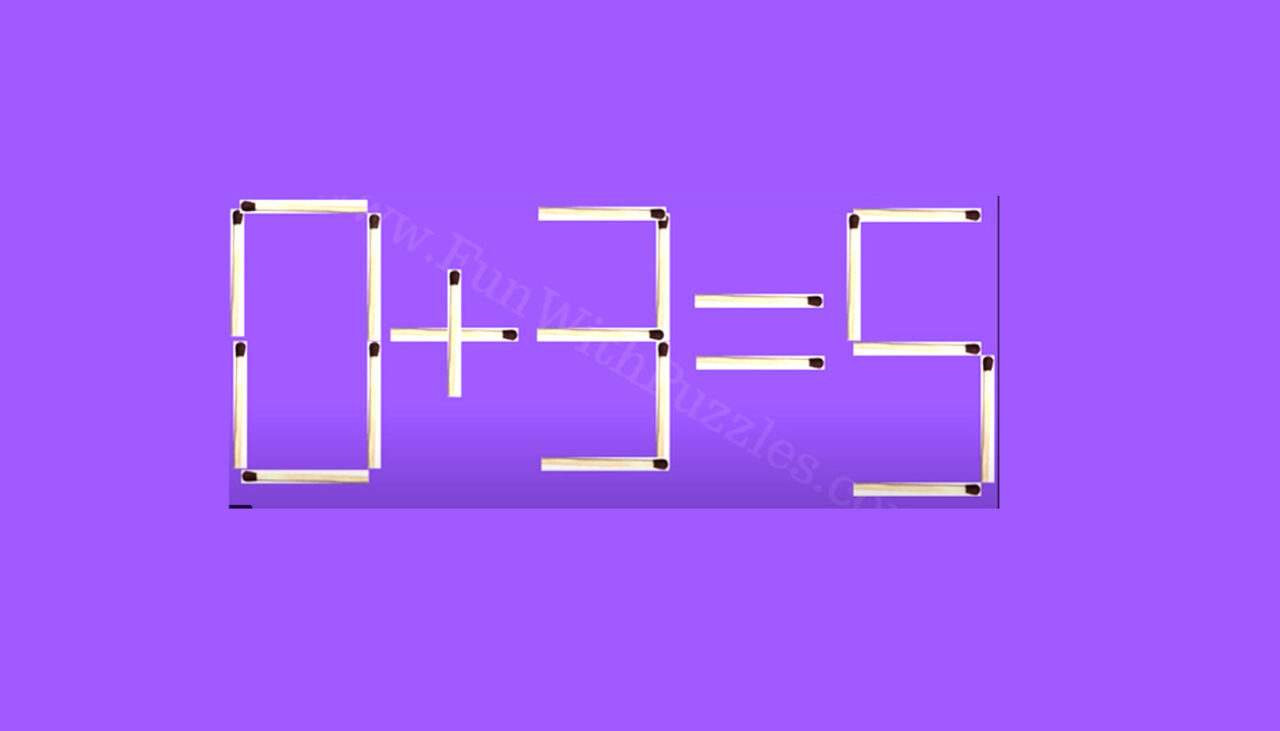 Test de inteligență cu chibrituri | Mută un singur băț pentru a corecta 0+3=5