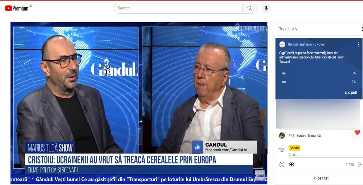 POLL Marius Tucă Show: „Gigi Becali ar putea face mai mulți bani decât Florin Talpan, din administrarea stadionului Ghencea ?”