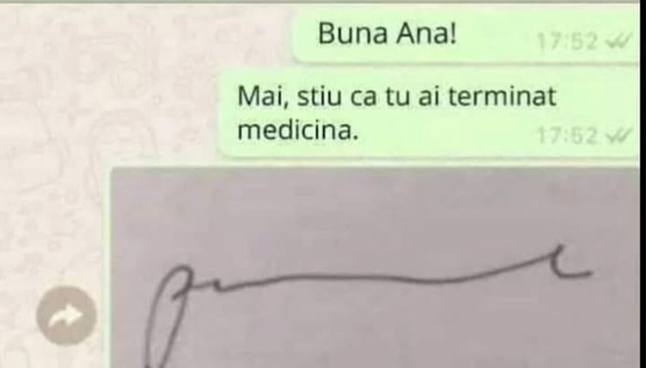 Bancul de sâmbătă | „Ana, știu că ai terminat Medicina. Îmi zici și mie ce scrie?”