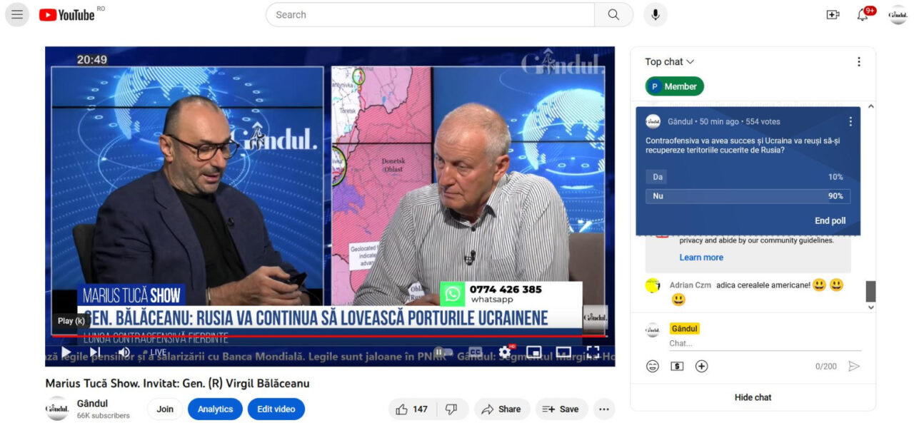 POLL Marius Tucă Show: „Contraofensiva va avea succes și Ucraina va reuși să-și recupereze teritoriile cucerite de Rusia?”