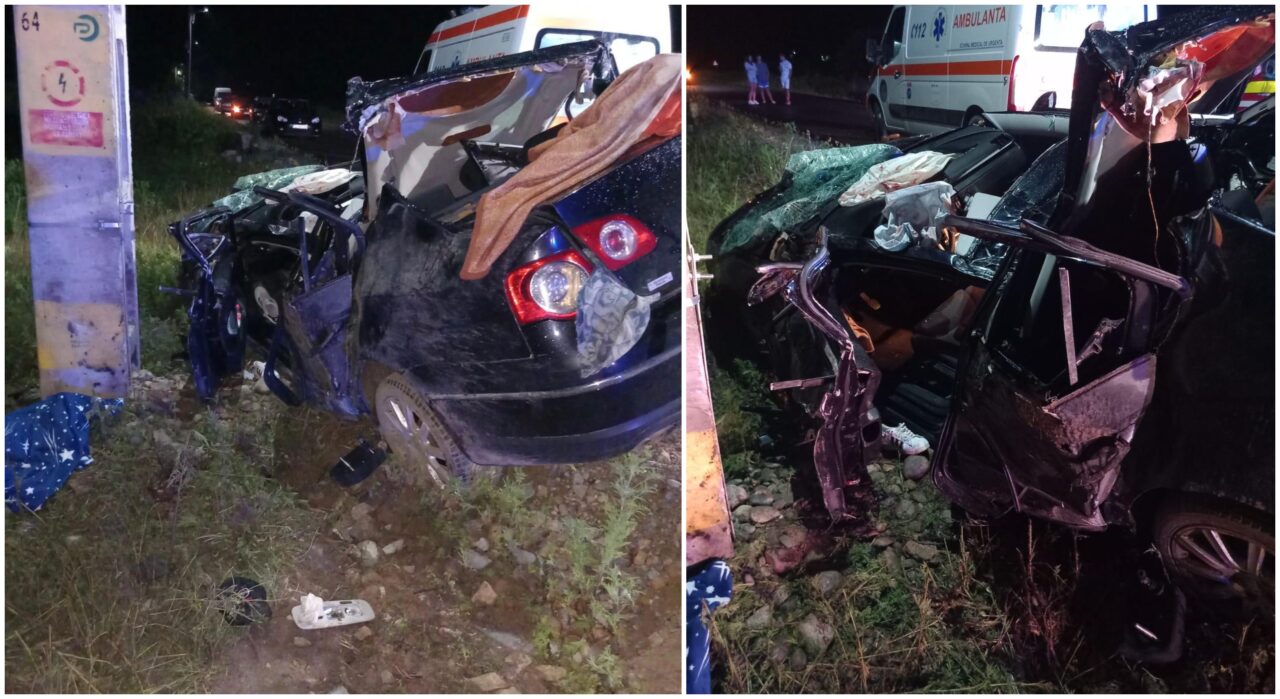 Accident cumplit pe străzile din România! Doi tineri au murit și alţi doi au fost răniți după ce mașina a intrat într-un stâlp