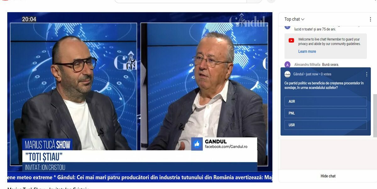 POLL Marius Tucă Show: „Ce partid va beneficia de creșterea procentelor în sondaje, în urma scandalului azilelor?”. Au fost trei variante de răspuns
