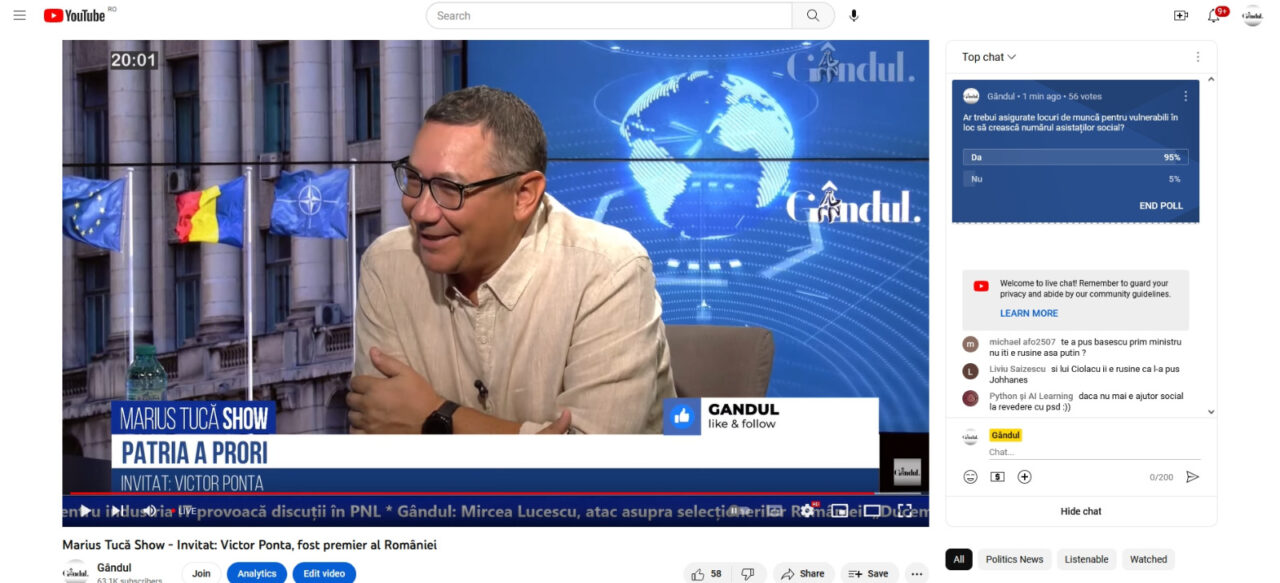 POLL Marius Tucă Show: „Ar trebui asigurate locuri de muncă pentru vulnerabili, în loc să crească numărul asistaților social?”