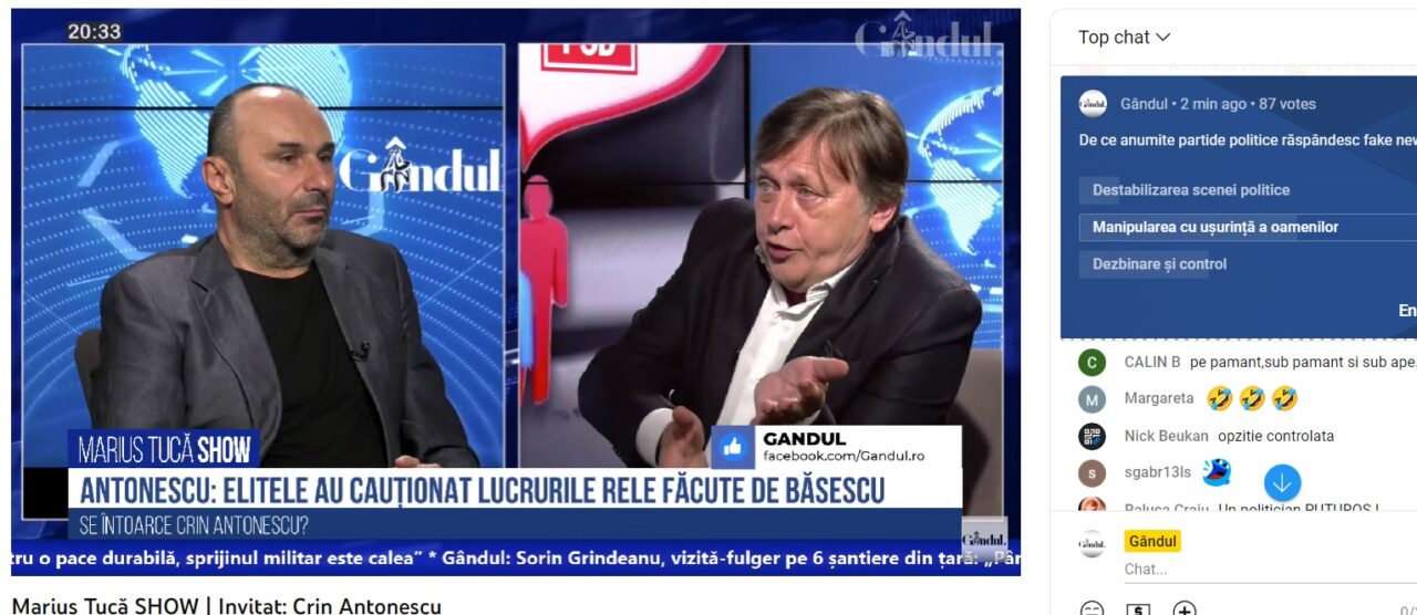 POLL Marius Tucă Show: „De ce anumite partide politice răspândesc fake-news-uri?”