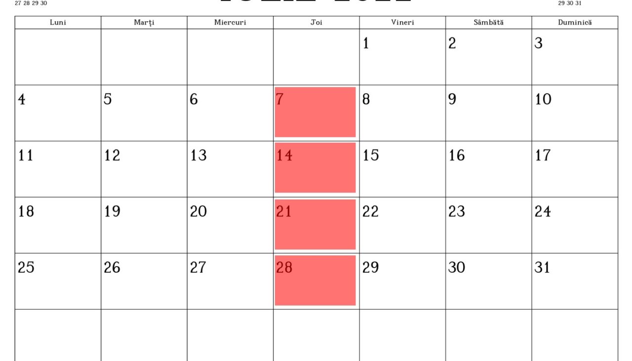 TEST IQ | Câte zile de joi pot fi în același an calendaristic? Care este numărul maxim?