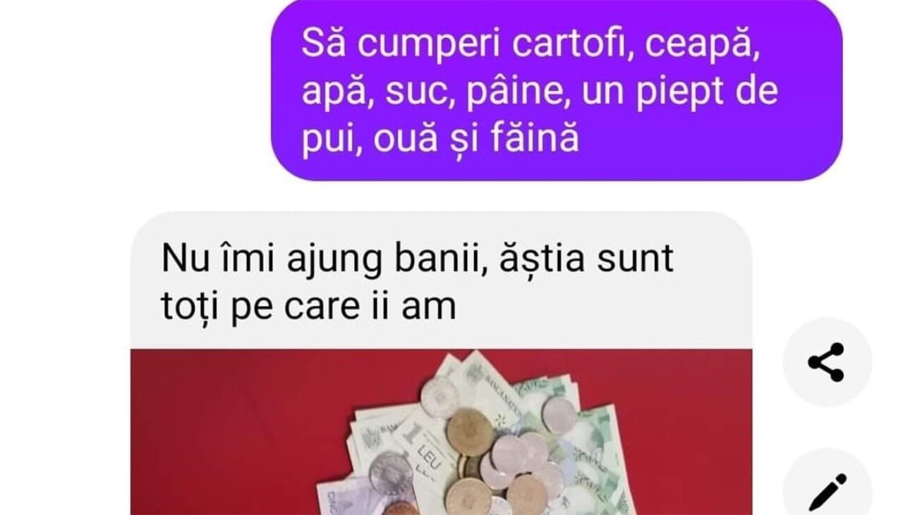 Bancul de miercuri | „Să cumperi cartofi, ceapă, apă, suc, pâine, un piept de pui, ouă și făină”