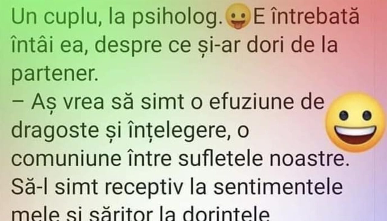 Bancul de sâmbătă | Un cuplu, la psiholog
