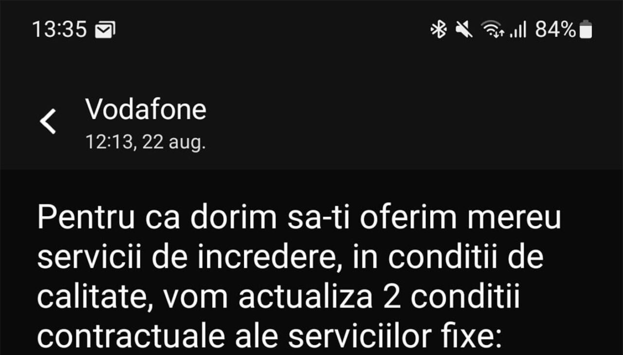 Ce SMS a primit Marius din Ploiești de la Vodafone: „Prețul abonamentului tău va crește cu…”
