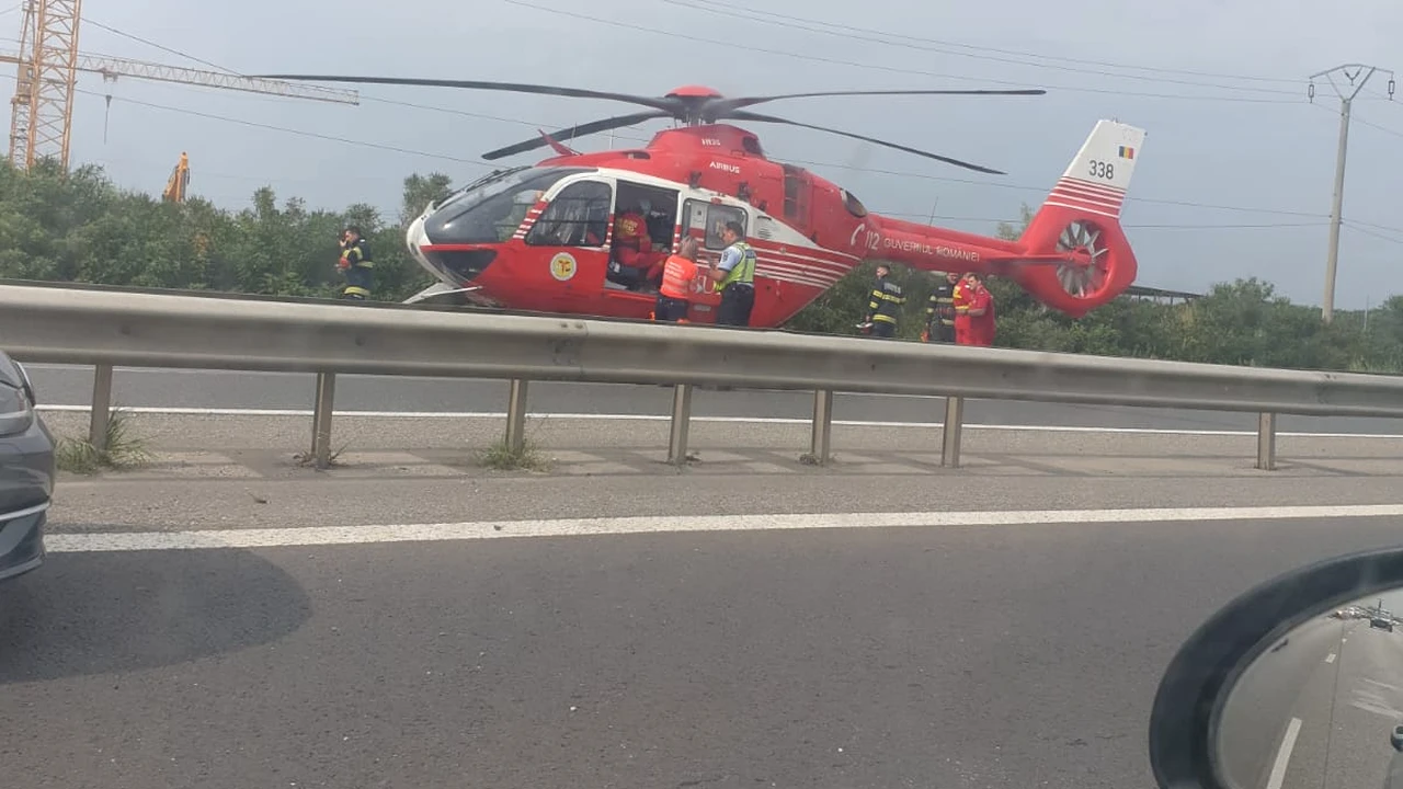 Accident pe Autostrada Soarelui: coliziune între 3 autovehicule. Elicopterul SMURD a preluat un copil grav rănit