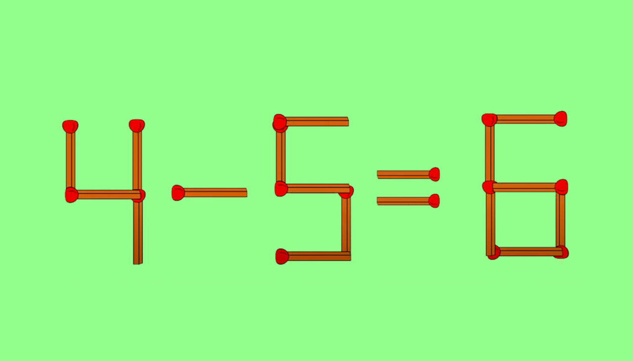 Test IQ cu chibrituri | Mutați un singur băț pentru a corecta 4 – 5 = 6