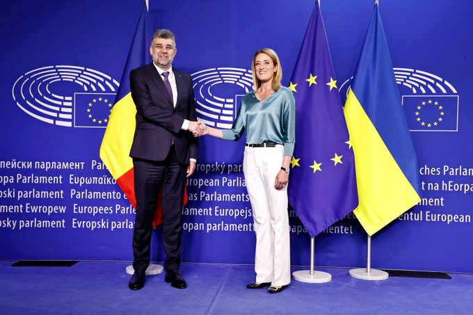 VIDEO | Premierul Marcel Ciolacu s-a întâlnit la Bruxelles cu președinta Parlamentului European, Roberta Metsola