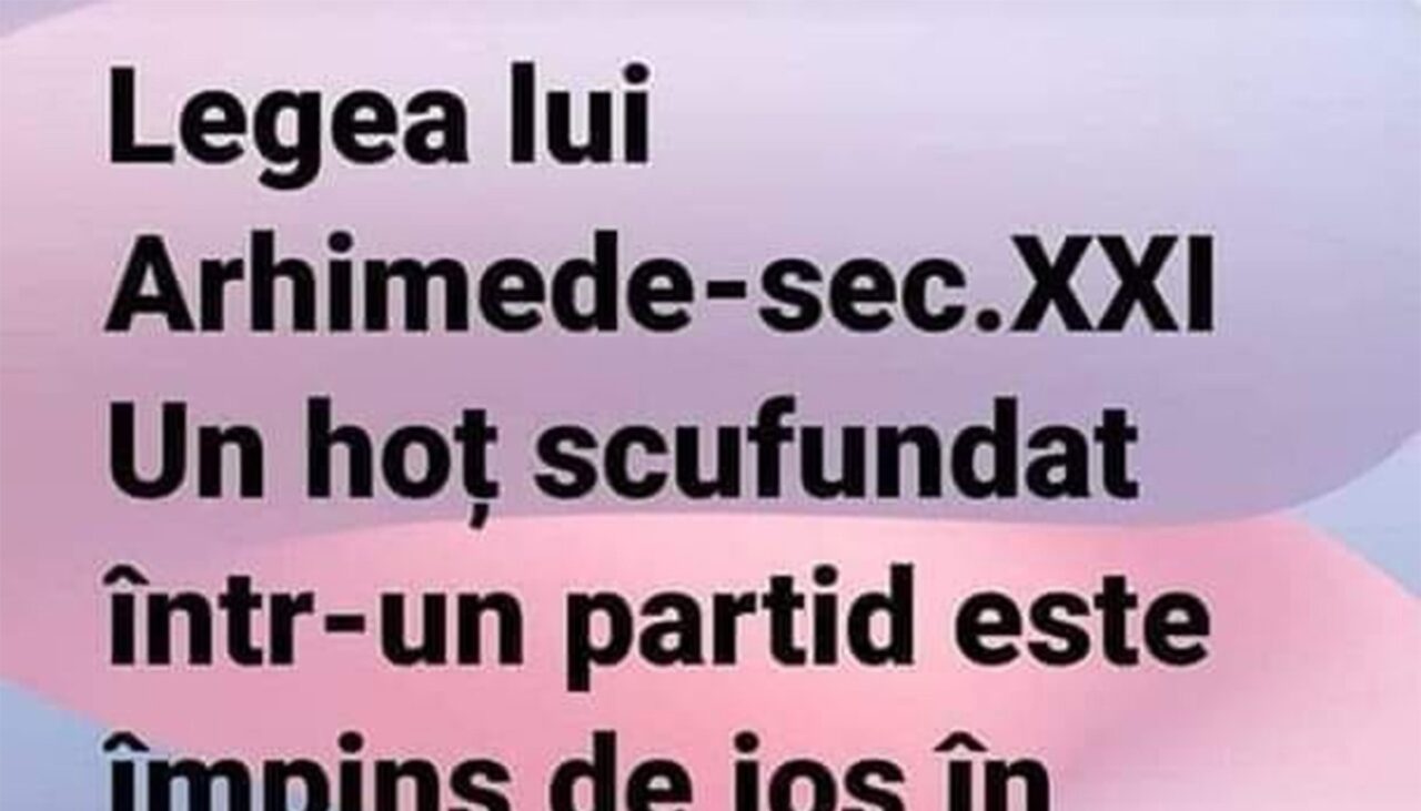 BANCUL ZILEI | Legea lui Arhimede în politica românească