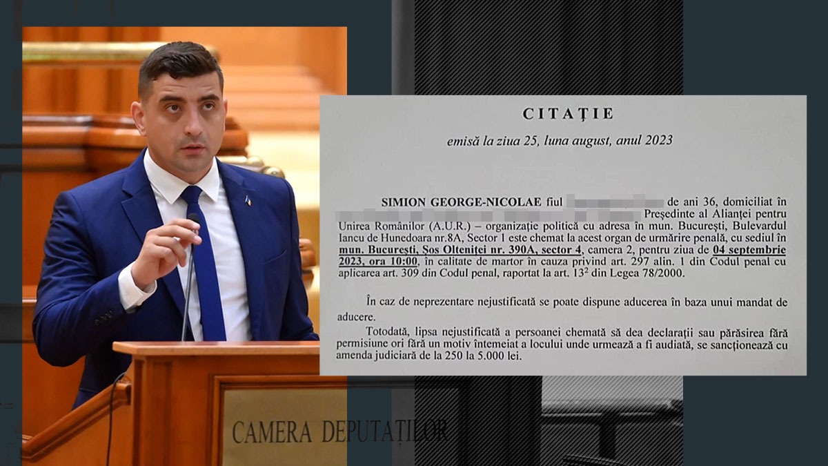 Liderul AUR, George Simion a fost citat ca martor într-un dosar de corupție ce vizează abuzul în serviciu și infracțiuni de serviciu