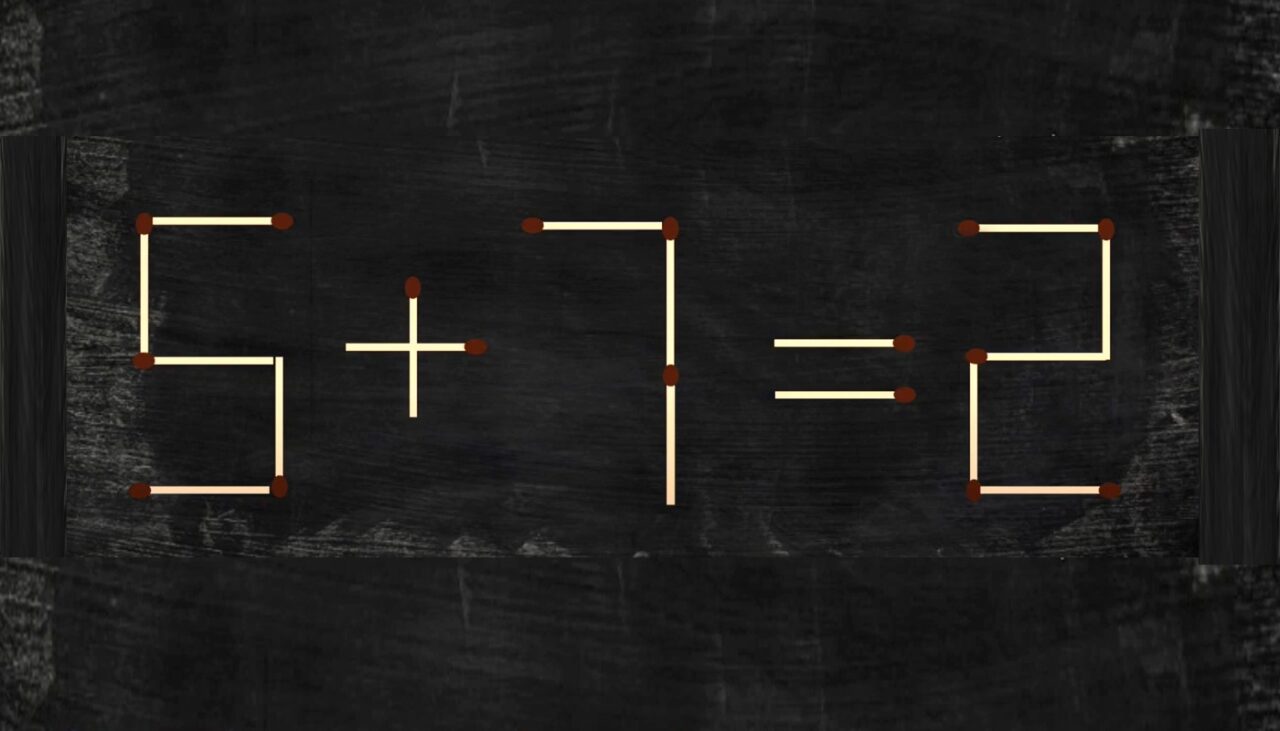 TEST IQ | Corectați egalitatea 5+7=2 mutând un singur băț de chibrit!