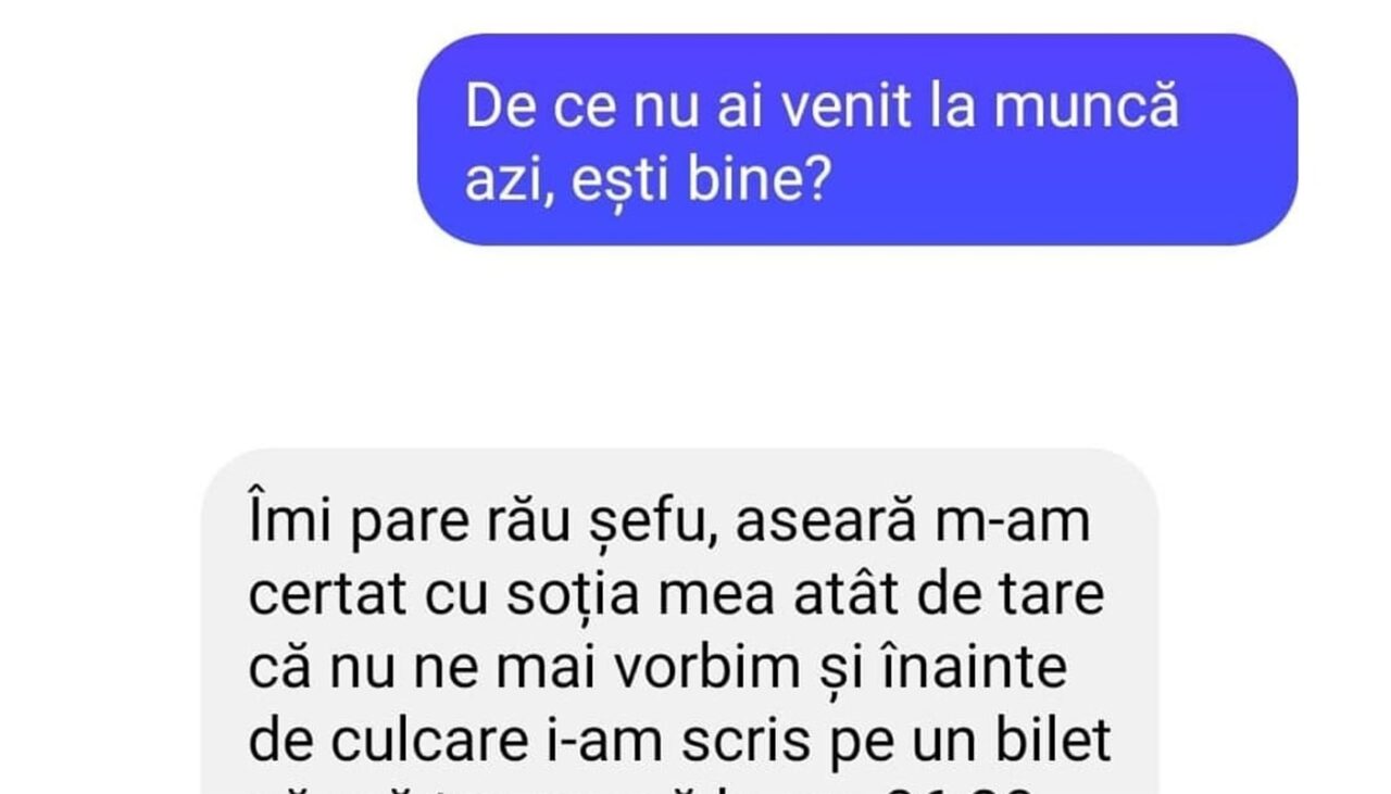Bancul de miercuri | „De ce nu ai venit la muncă azi?”