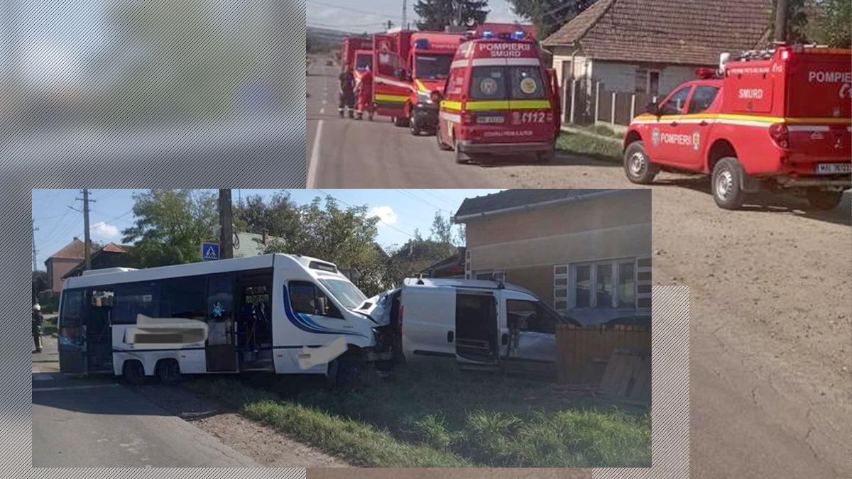 GRAV accident rutier pe un drum din Mureș. soldat cu 12 răniți, între care un copil. Un microbuz a lovit din spate un autoturism
