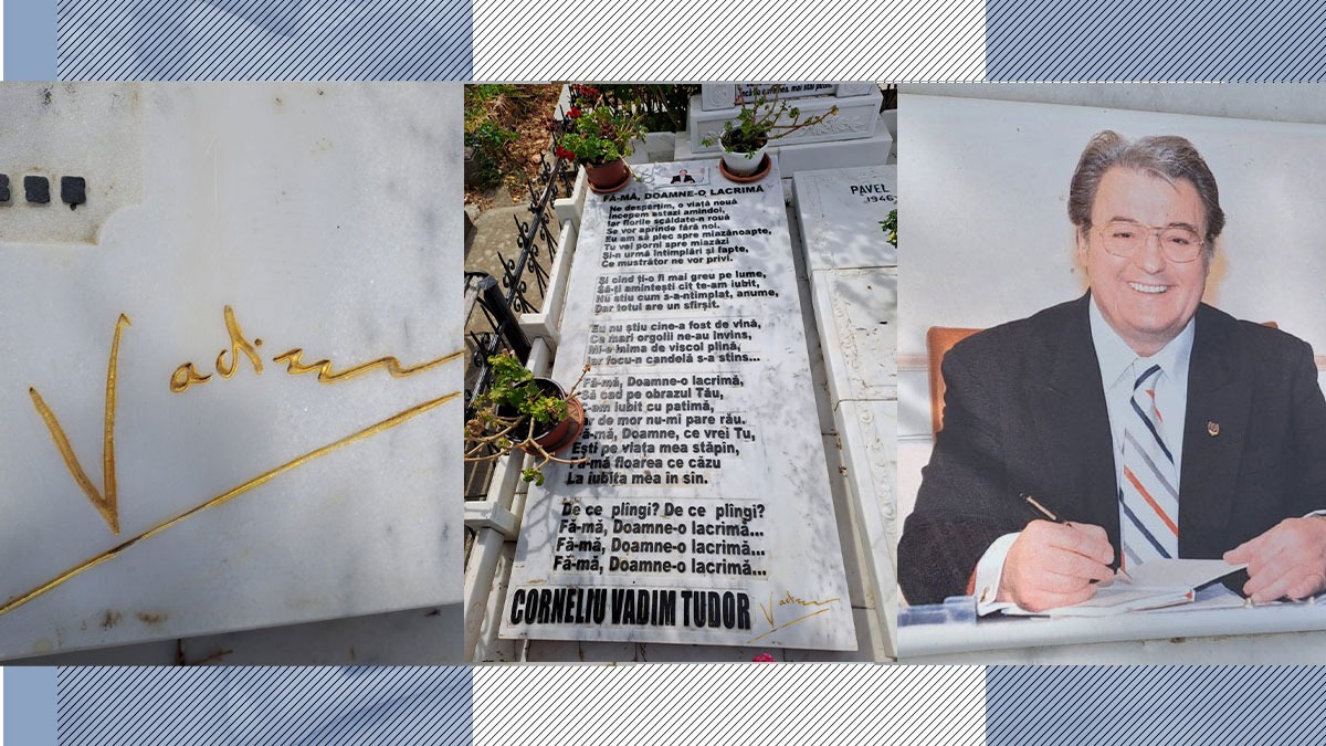 Opt ani fără Vadim Tudor. Versuri cutremurătoare la mormântul Tribunului. „Eu am să plec spre miazănoapte / Iar de mor nu-mi pare rău” | FOTO EXCLUSIV