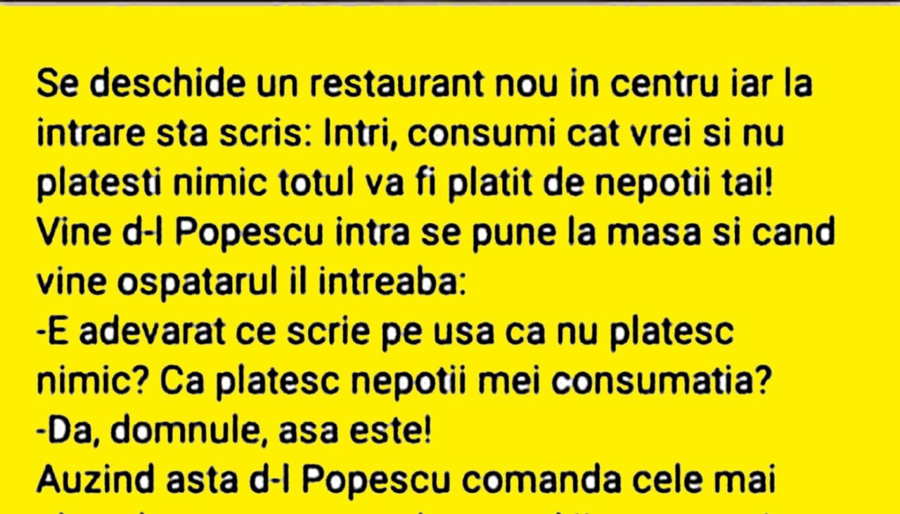 BANCUL ZILEI | Domnul Popescu și noul restaurant din centru