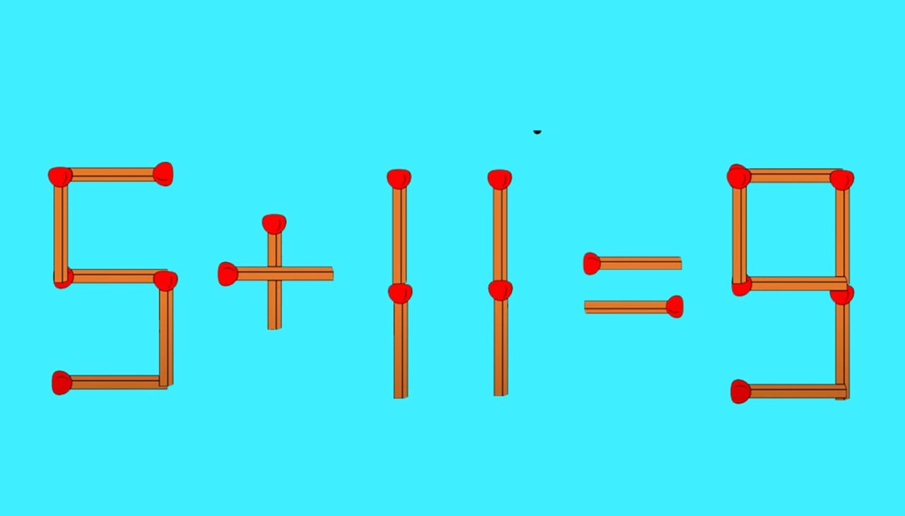 TEST de inteligență cu chibrituri | Mută un singur băț pentru a corecta 5+11=9