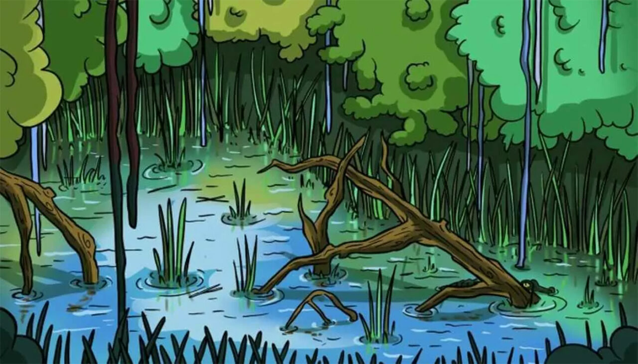 Iluzie optică virală | Doar geniile pot vedea crocodilul ascuns în această imagine